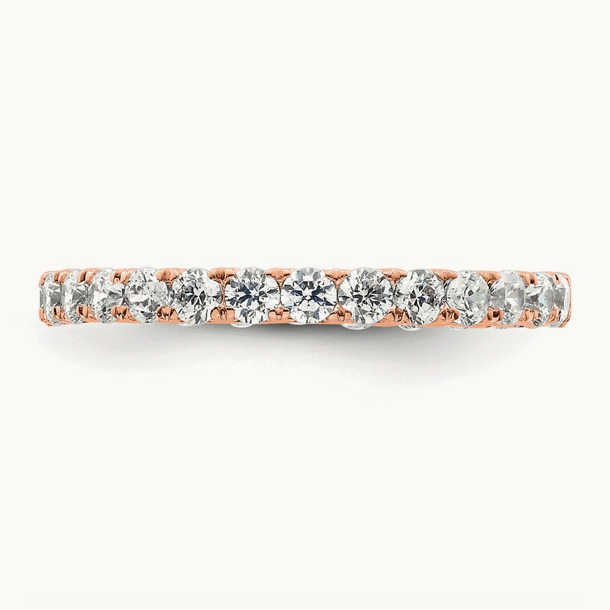 Polished U Shared Prong Diamond Eternity Band, 1.00 ct tw — 14K Rose Gold