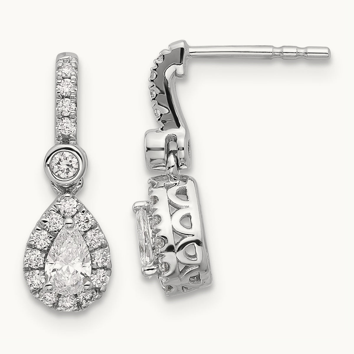 Pear Dangle Post Earrings, 0.50 ct tw Lab-Grown Diamond — 14K White Gold