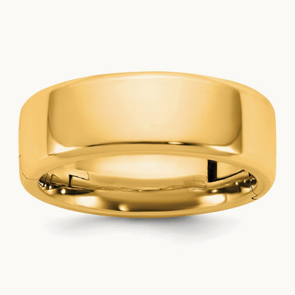 CLIQ Hinged Beveled Edge Wedding Band, 7mm, 14K Yellow Gold