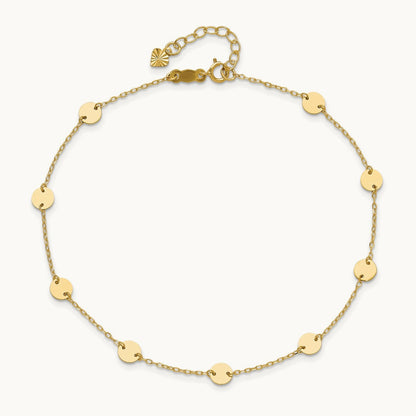 Polished Disc 9in Plus 1in extension Anklet — 14K Yellow Gold