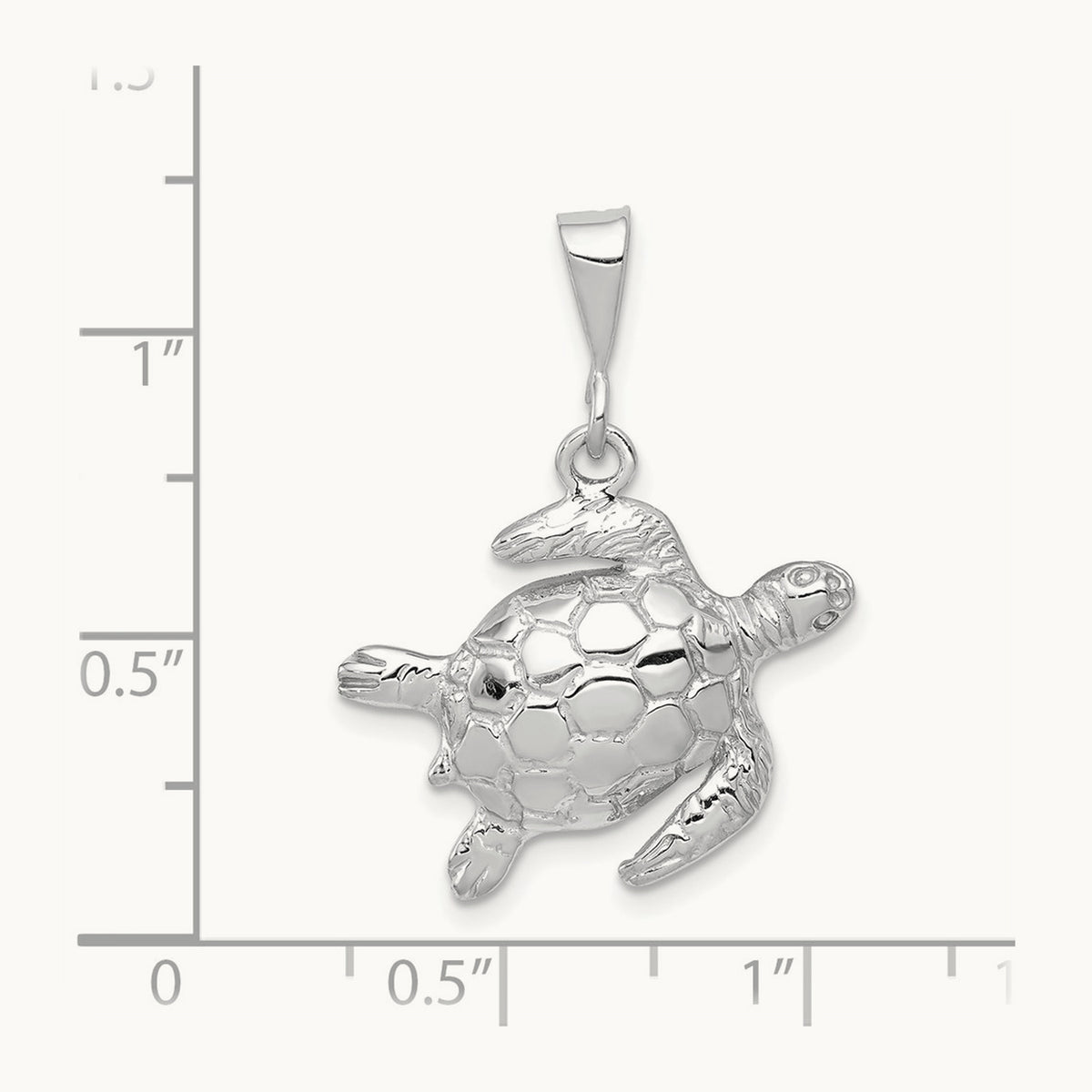 Solid Polished Open-Backed Sea Turtle Pendant — 27.5mm