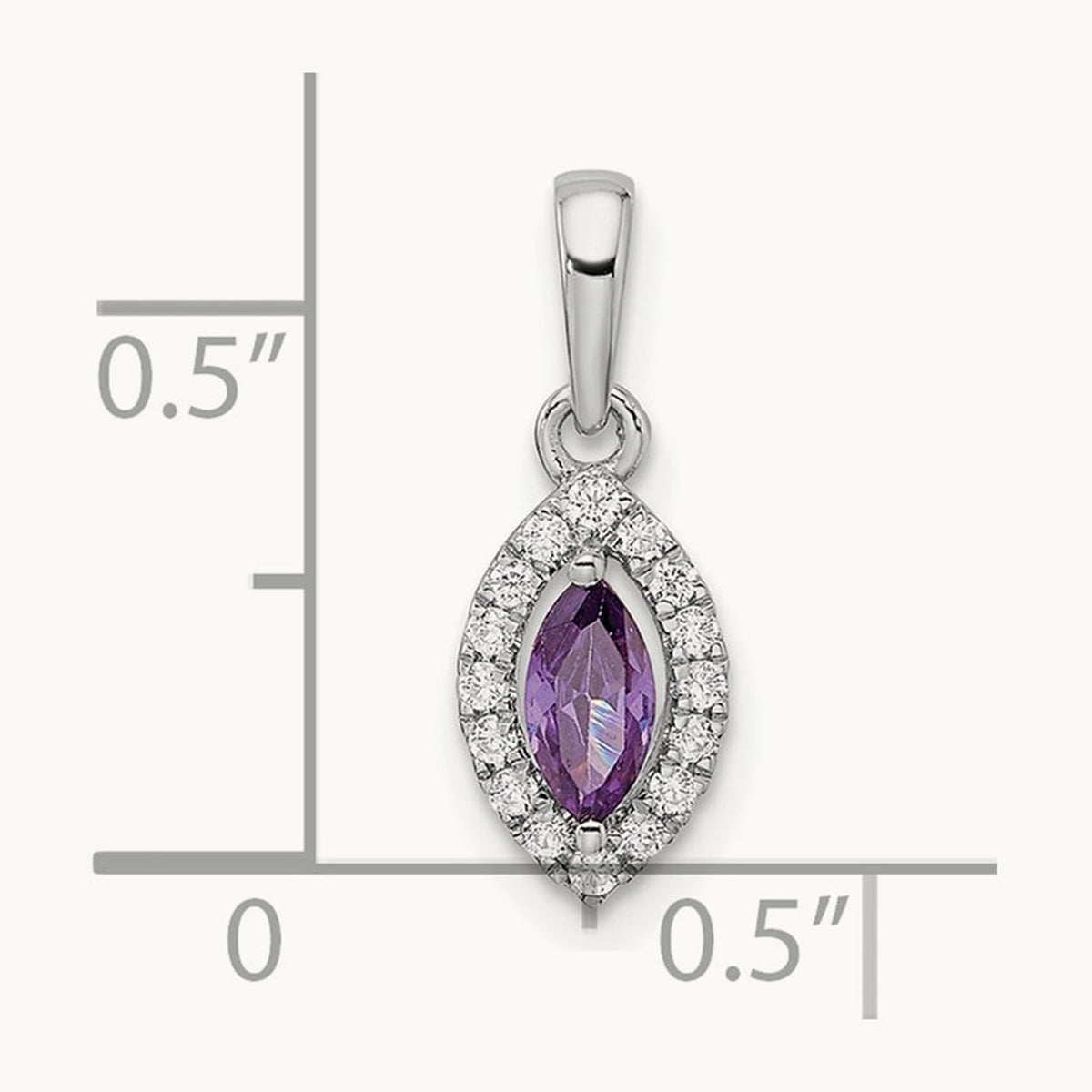 Amethyst Feb Birthstone Pendant, 0.10 ct tw Lab-Grown Diamond