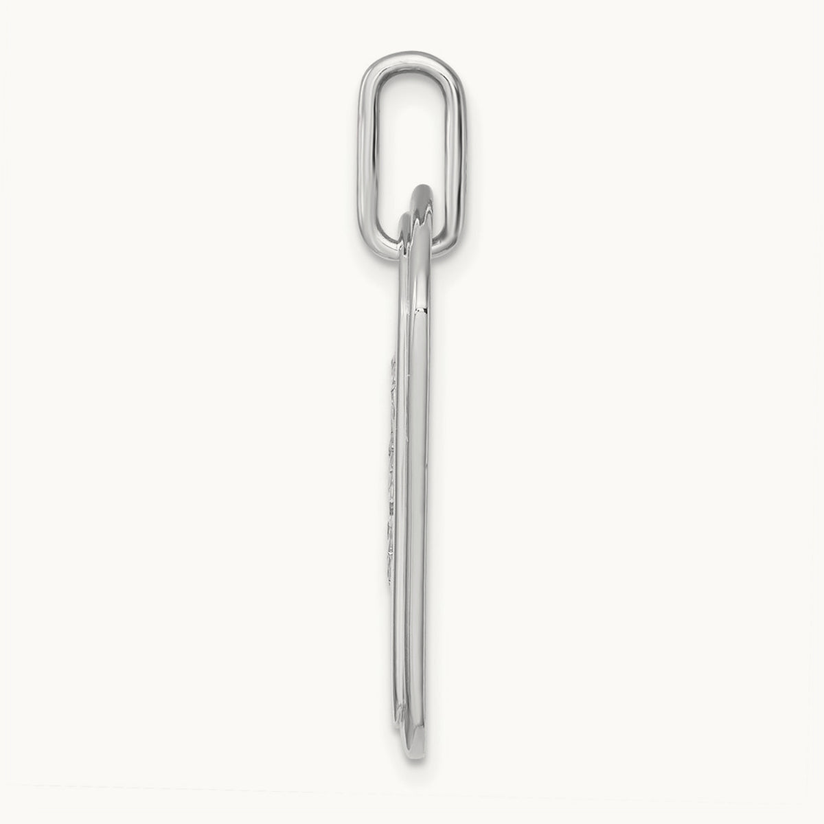 Diamond Dog Tag Charm — 14K White Gold, S