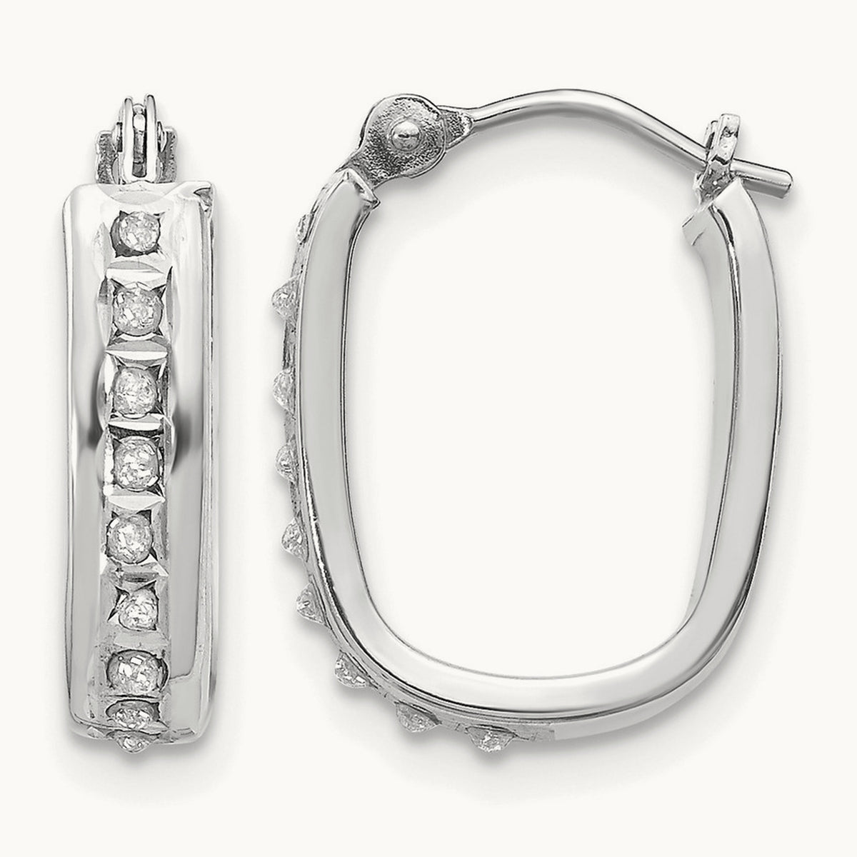 WG Diamond Fascination Diamond Dust/Accent Hoop Earrings, 14K