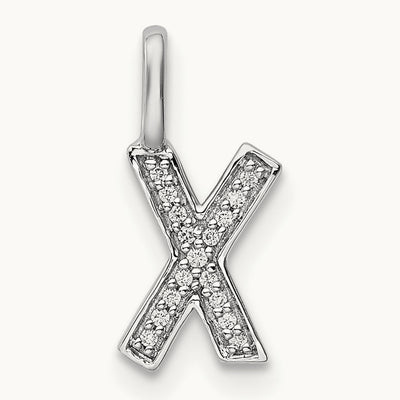 Diamond Letter X Initial Pendant, 14K White Gold