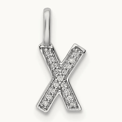 Diamond Letter X Initial Pendant, 14K White Gold