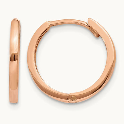 Round Hinged Hoop Earrings, 14K Rose Gold
