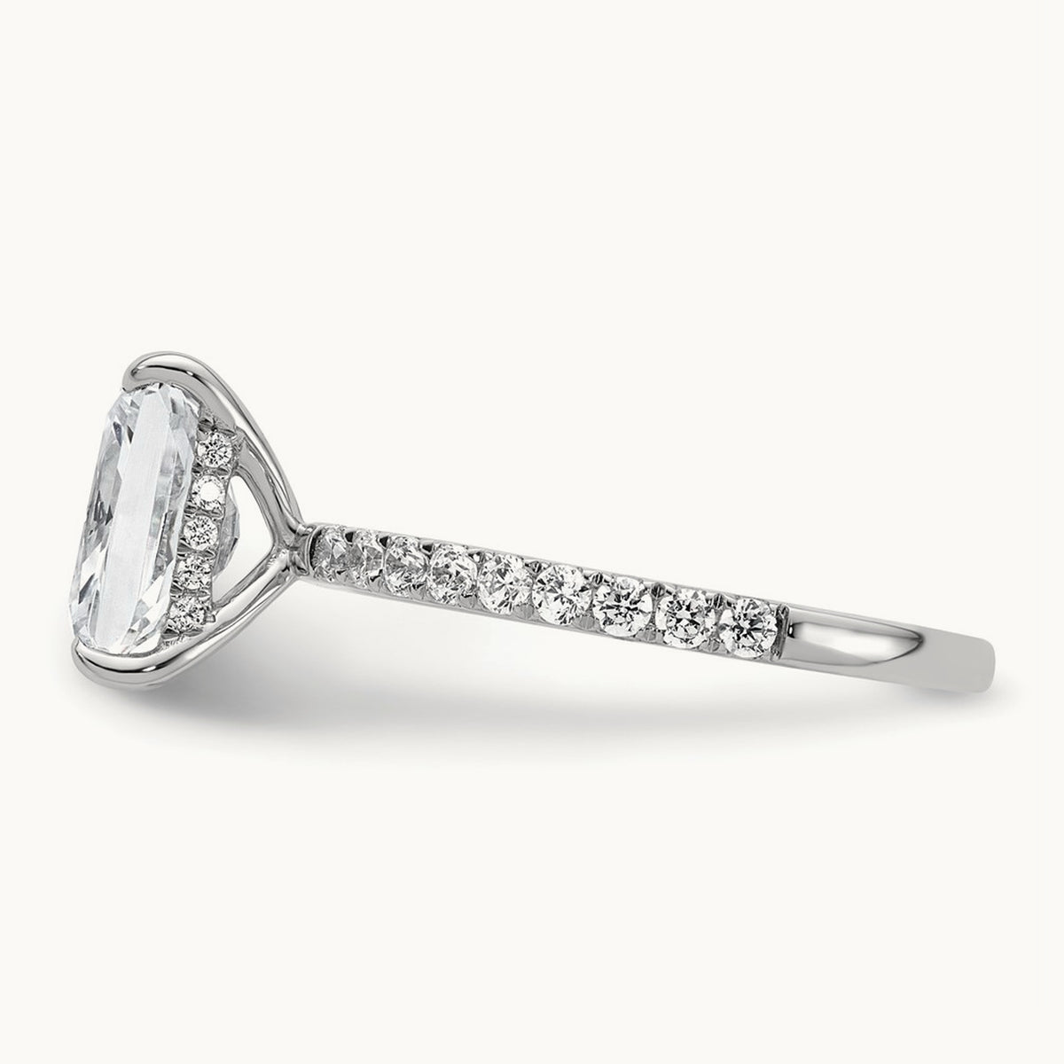 Solitaire with Flair Engagement Ring, 1.25-2.25 ct tw Lab-Grown Diamond — 2 3/8 ct, 14K White Gold