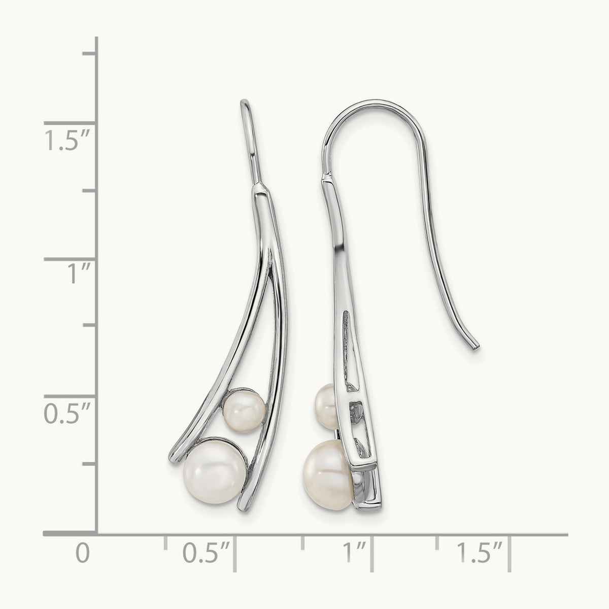 Rhodium-plated FWC Pearl Drop Earrings, Sterling Silver — Leslie's