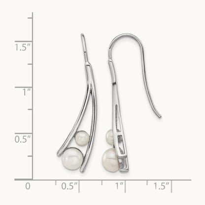 Rhodium-plated FWC Pearl Drop Earrings, Sterling Silver — Leslie's