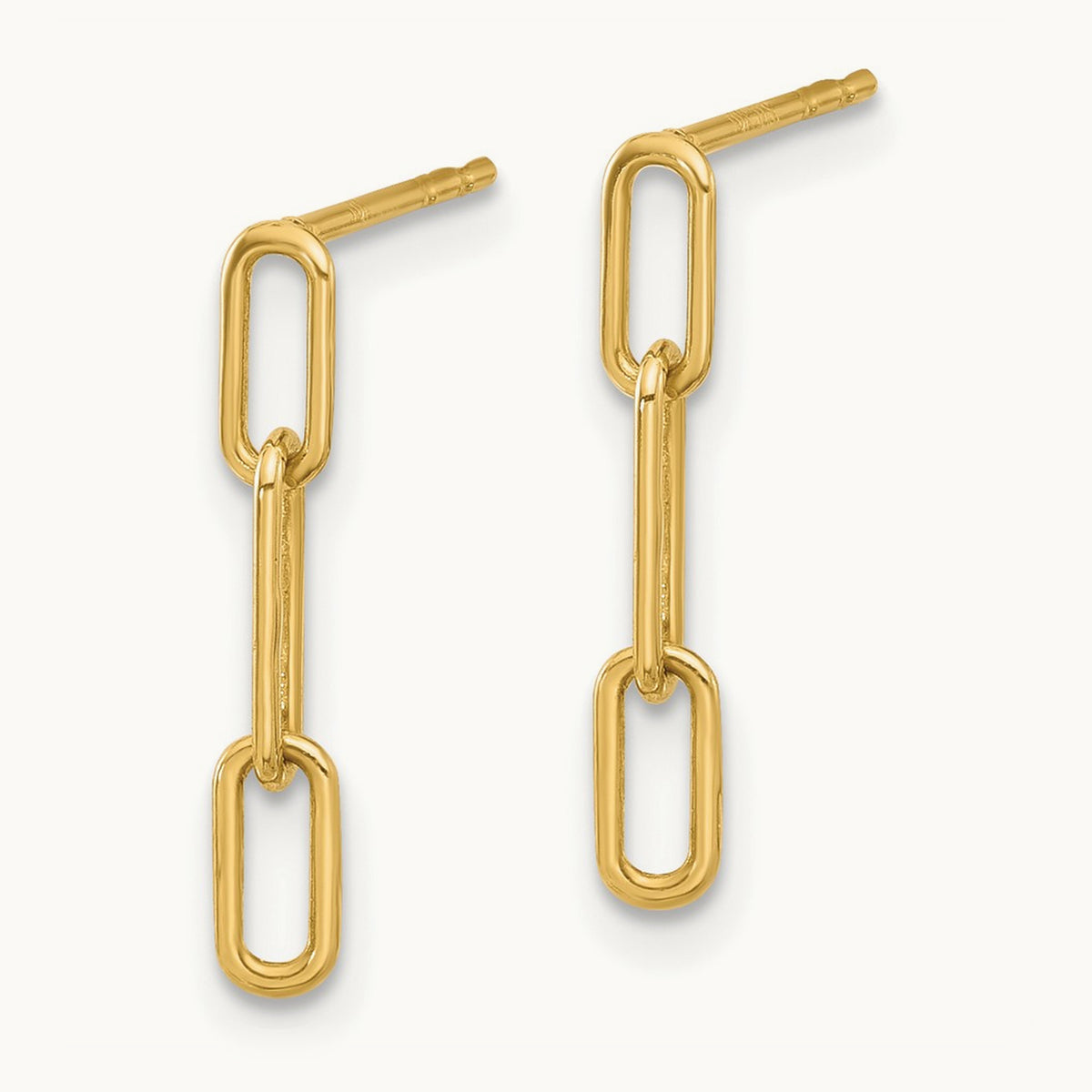 Polished Open Link Post Dangle Earrings, 14K