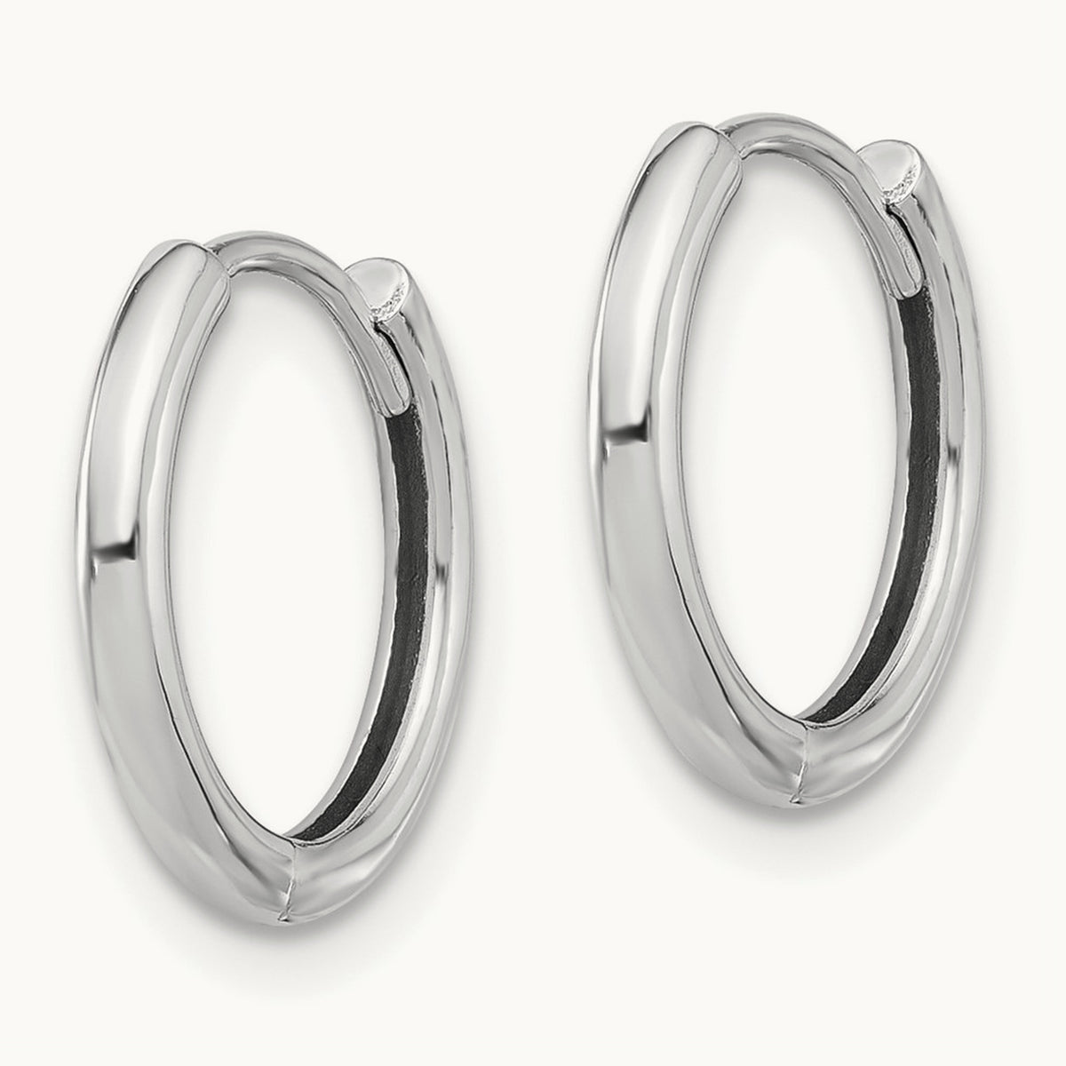 Polished Hinged Hoop Earrings — 14K White Gold