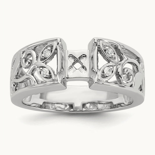 Semi-Mount Peg Set Engagement Ring, 0.05 ct tw Lab-Grown Diamond