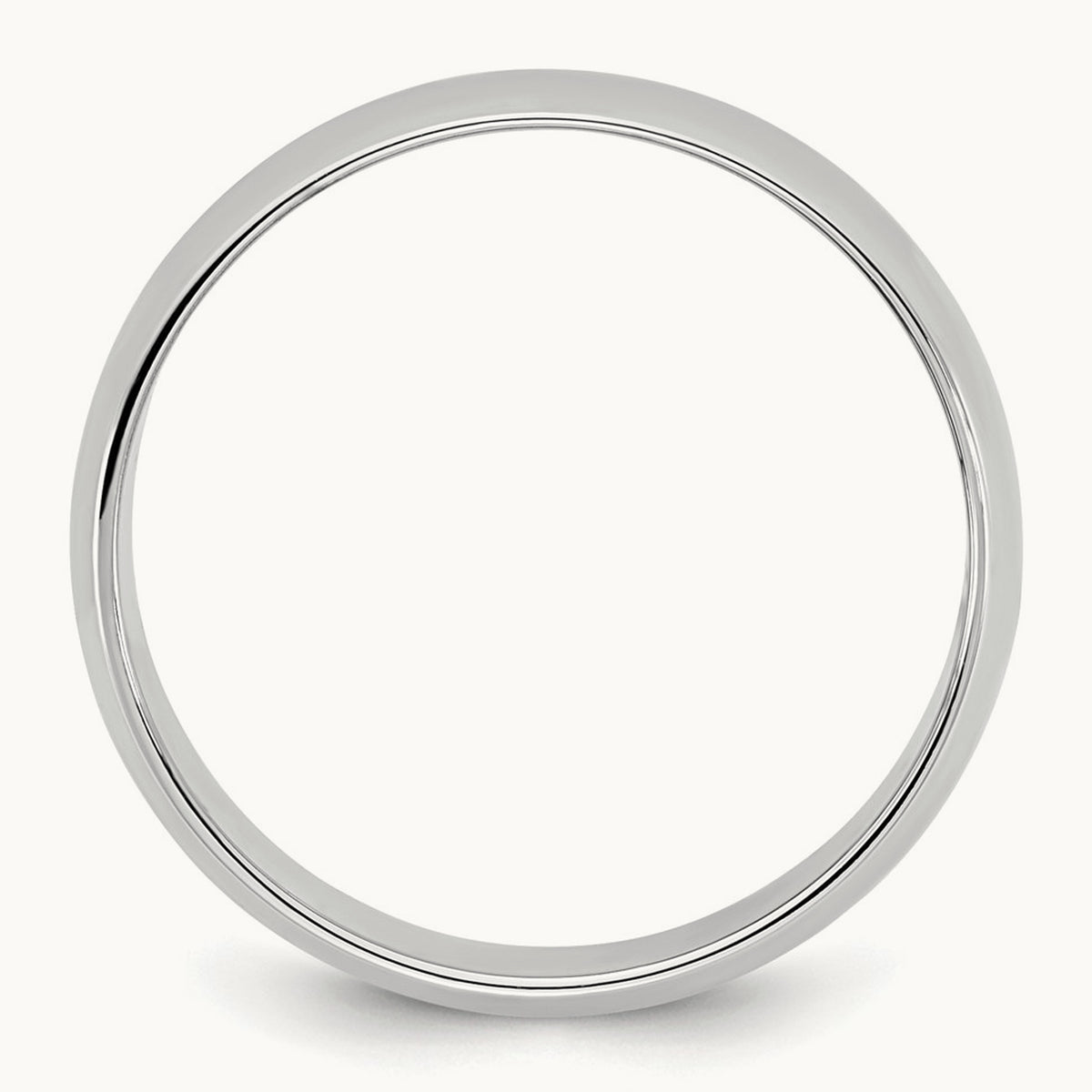Lightweight Half Round Band, 6.5mm, 10K White Gold