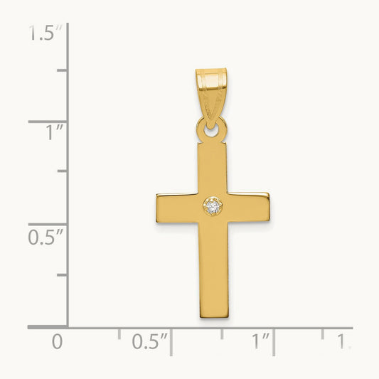 Polished .02ct. Diamond Cross Pendant, 14K