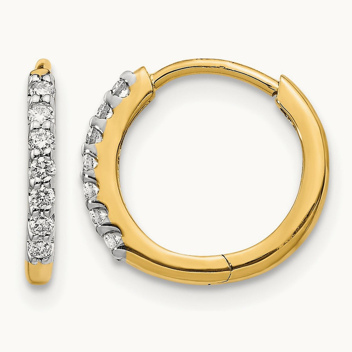 Diamond Hinged Hoop Earrings — 14K Yellow Gold