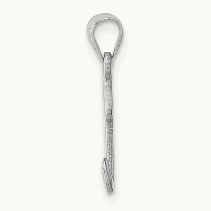 White Gold Script Letter K Initial Pendant, 14K White Gold