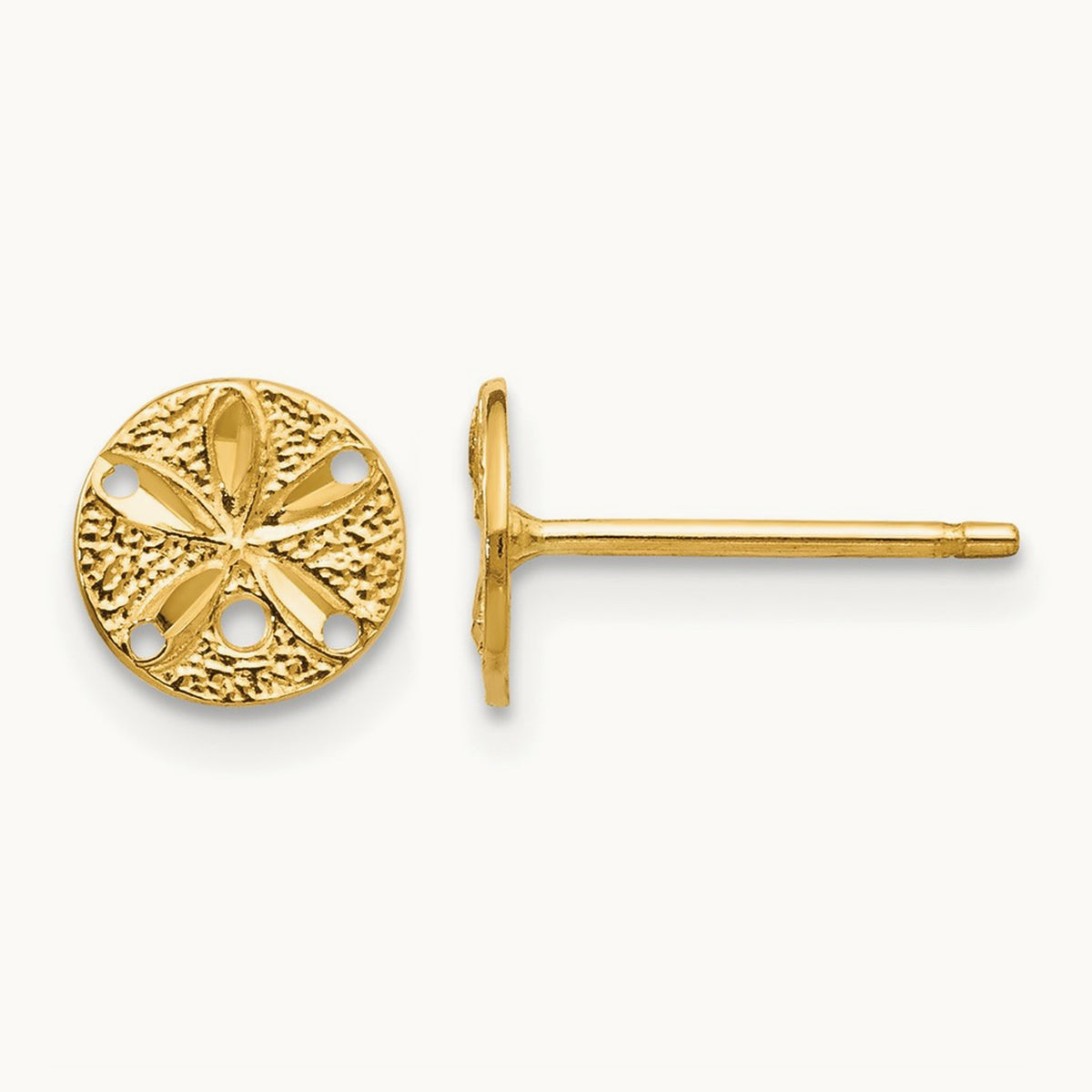 Diamond-Cut Sand Dollar Post Earrings, 14K