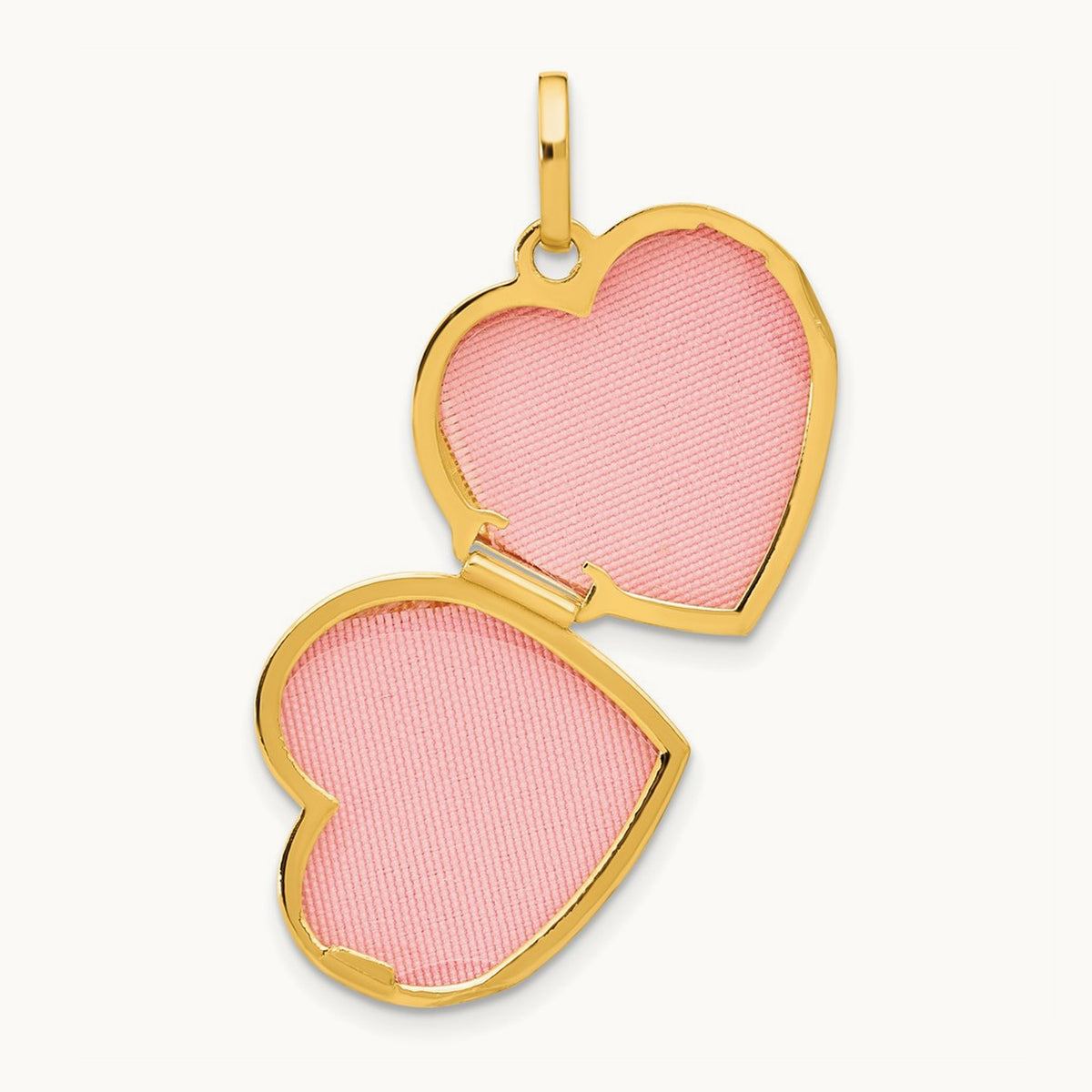 Polished and Textured Diamond Heart Locket with White Rhodium — 14K Two-Tone Gold, 18mm