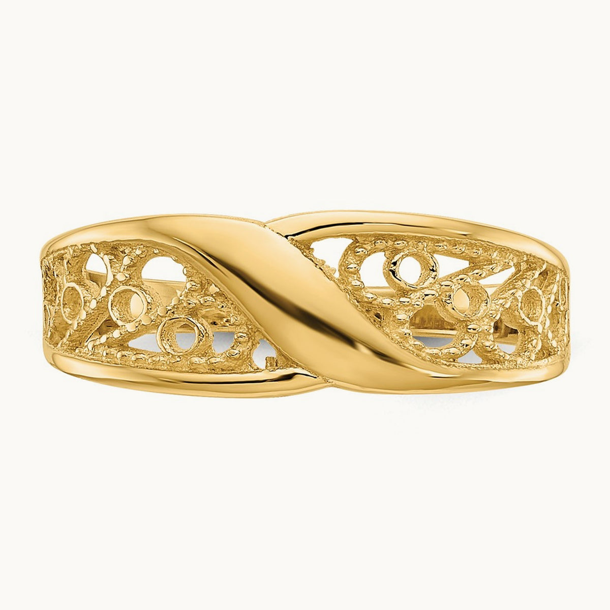 Polished Filigree Ring, 14K