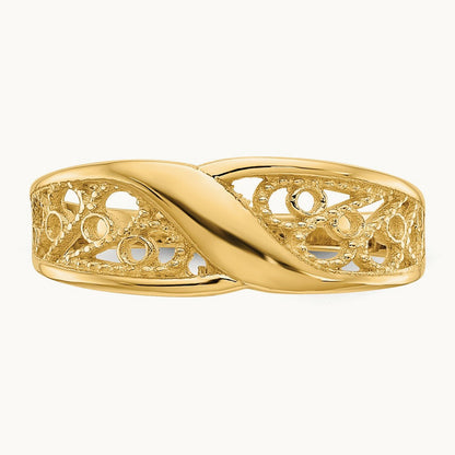 Polished Filigree Ring, 14K