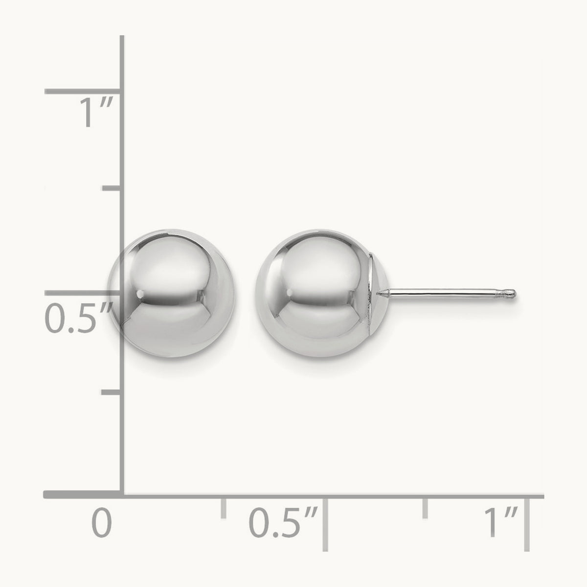Polished Ball Post Earrings — 14K White Gold, 8mm