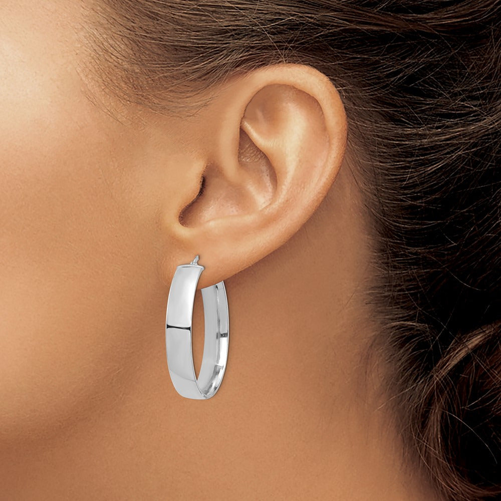 High Polished Hoop Earrings — 14K White Gold