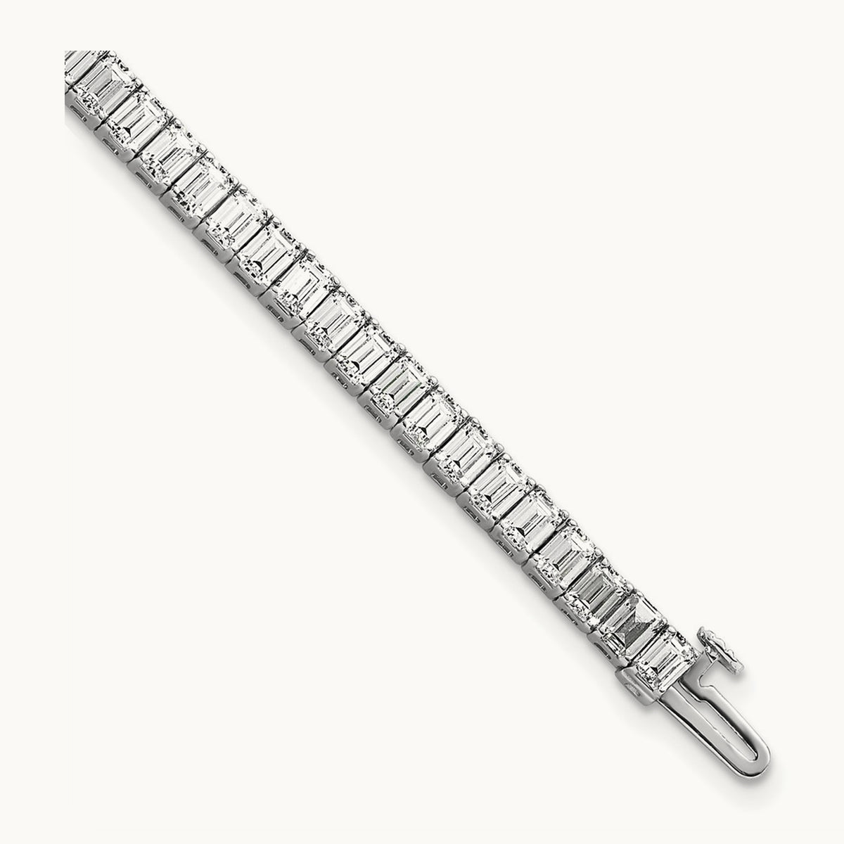 Emerald Bezel Tennis Bracelet, 10.00 ct tw Lab-Grown Diamond — 14K White Gold