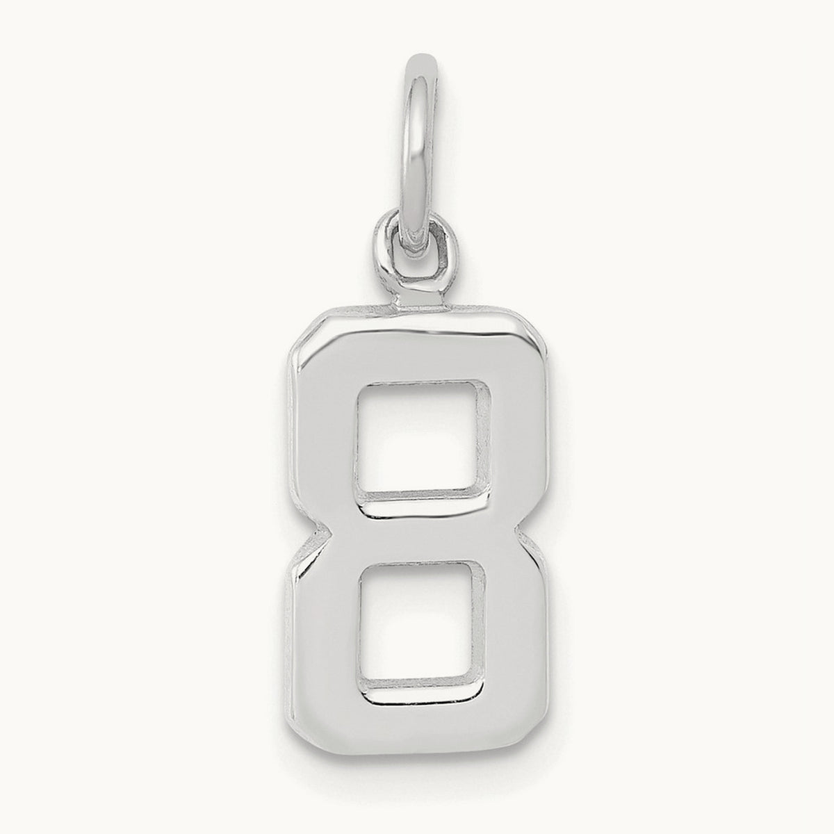Small Polished Number 8 Charm — 14K White Gold