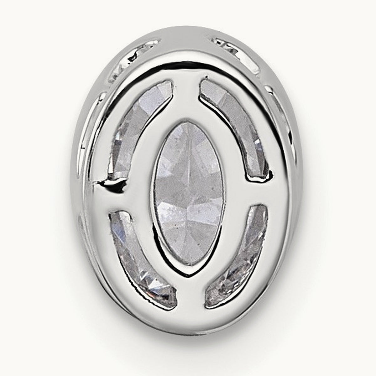 Oval Bezel Set Chain Slide Pendant, 0.25-3.00 ct tw Lab-Grown Diamond — 3/4 ct, VS (Best), 14K White Gold