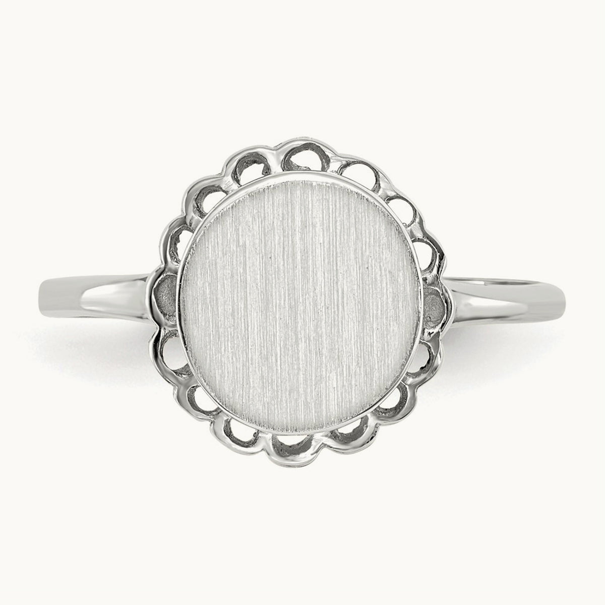 8.5x9. Open Back Signet Ring, 0mm, 14K White Gold