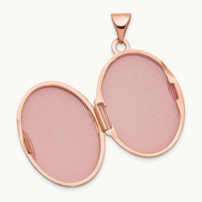 Scroll Design Oval Locket, 21mm, 14K Rose Gold