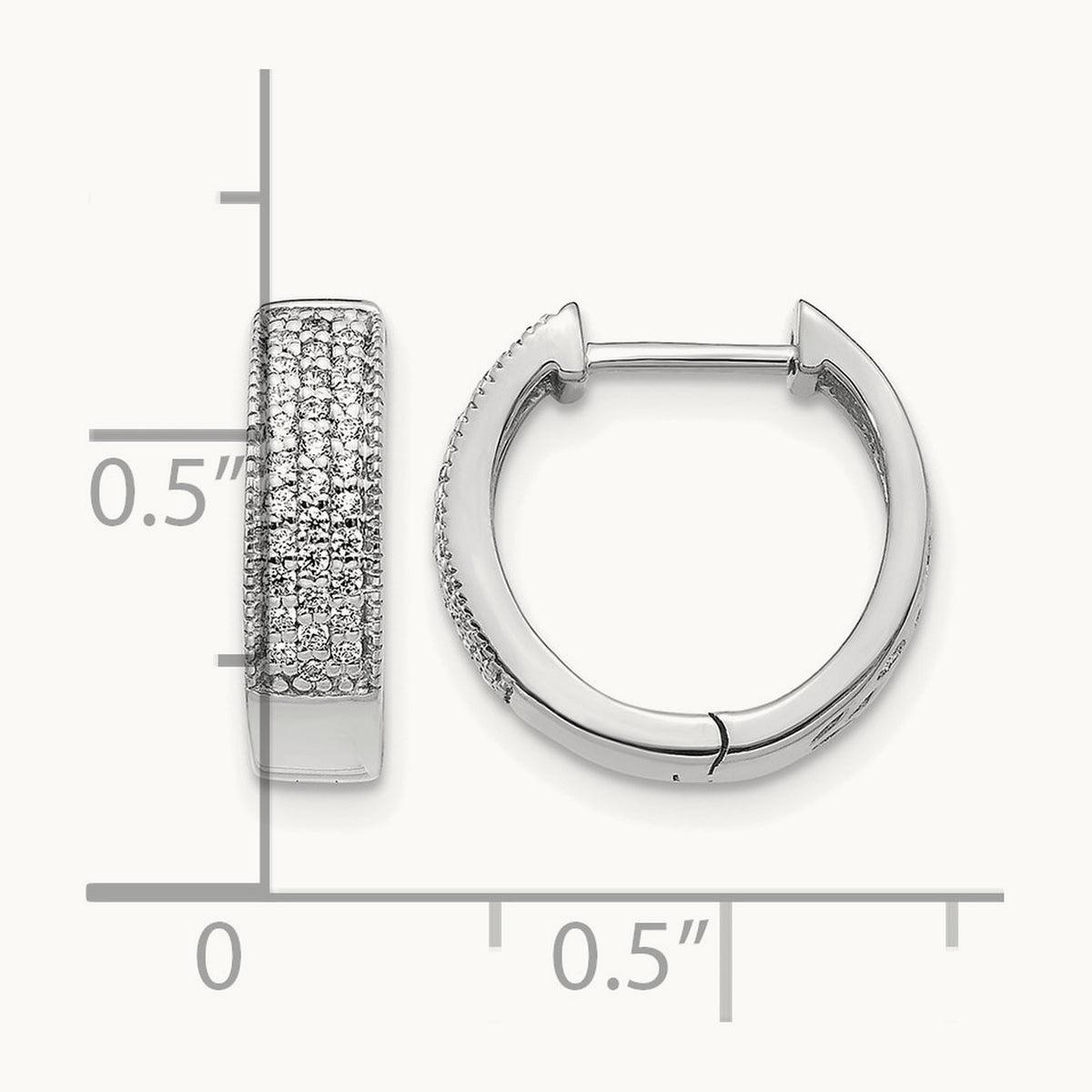 Diamond Hinged Hoop Earrings, 14K White Gold