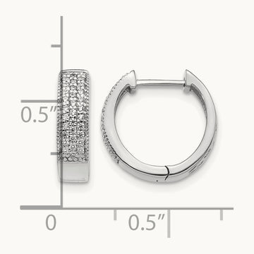 Diamond Hinged Hoop Earrings, 14K White Gold