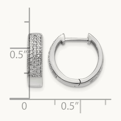 Diamond Hinged Hoop Earrings, 14K White Gold