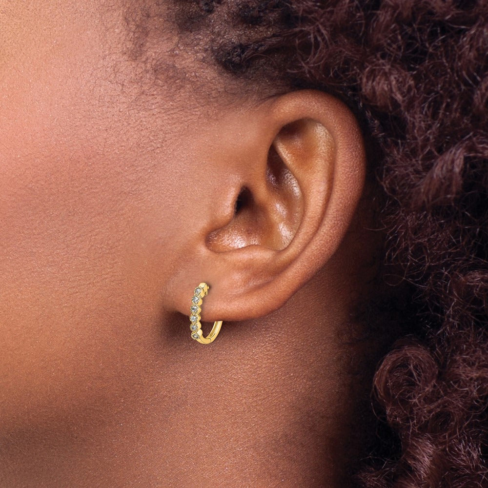 Diamond Hinged Hoop Earrings — 14K Yellow Gold