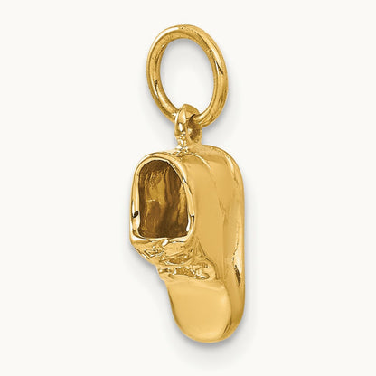 3D Single Baby Shoe Charm, 14K