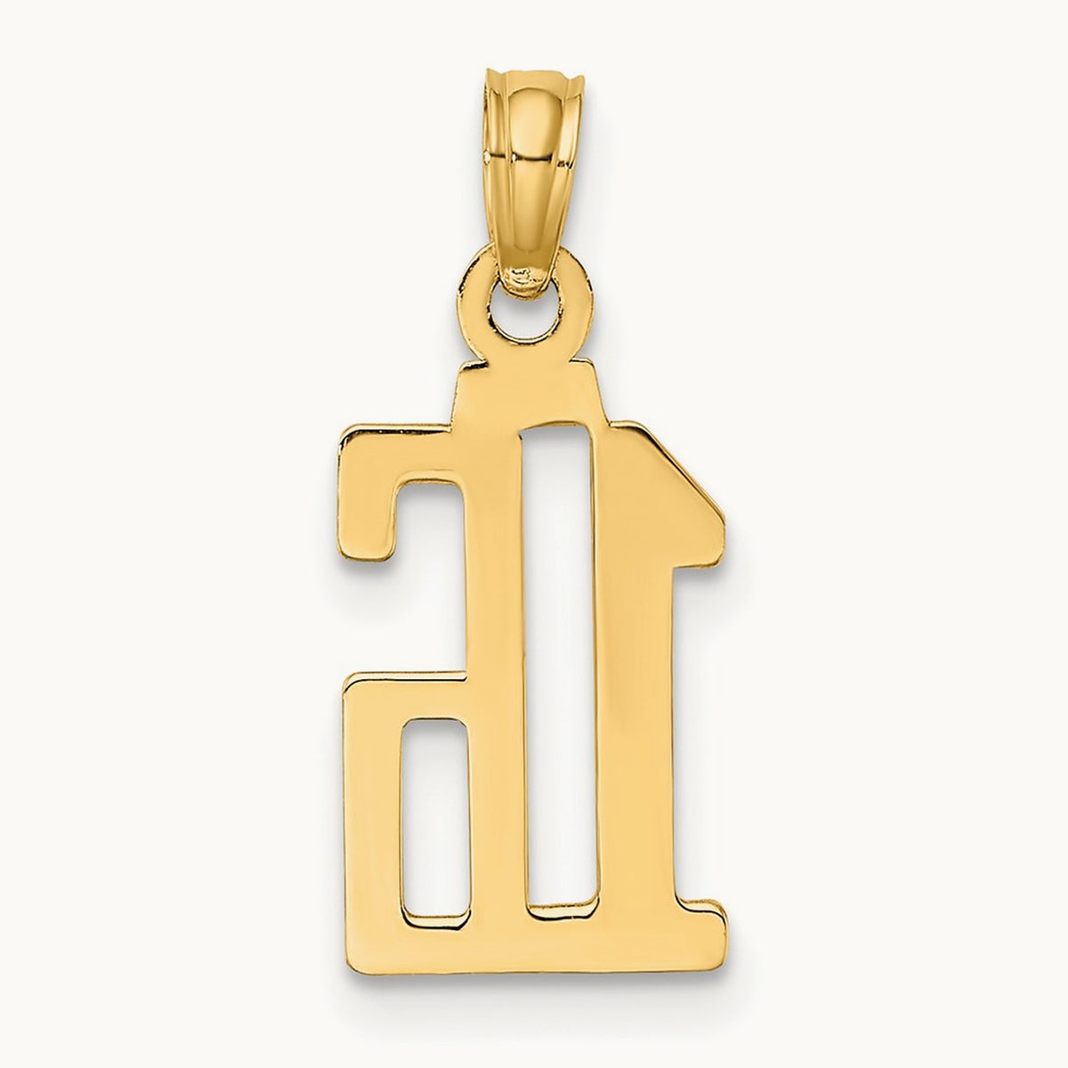 Polished Number 16 Pendant — 14K Yellow Gold