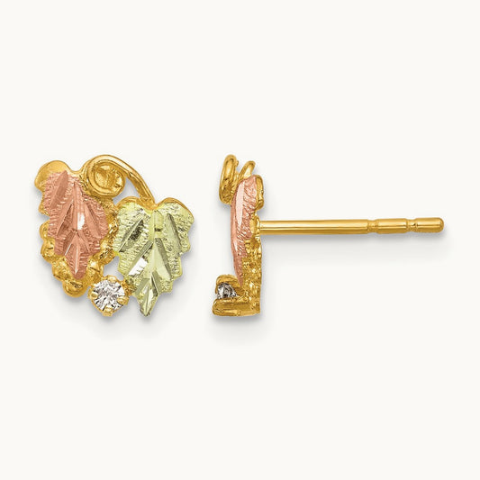 Black Hills Gold Post Earrings, 0.05 ct tw
