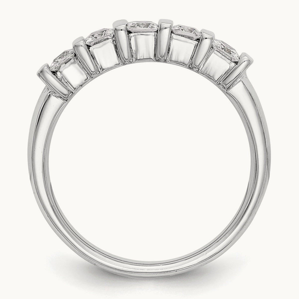 Bar-Set Princess-Cut 5-Stone Band — 7/8 ct, 7