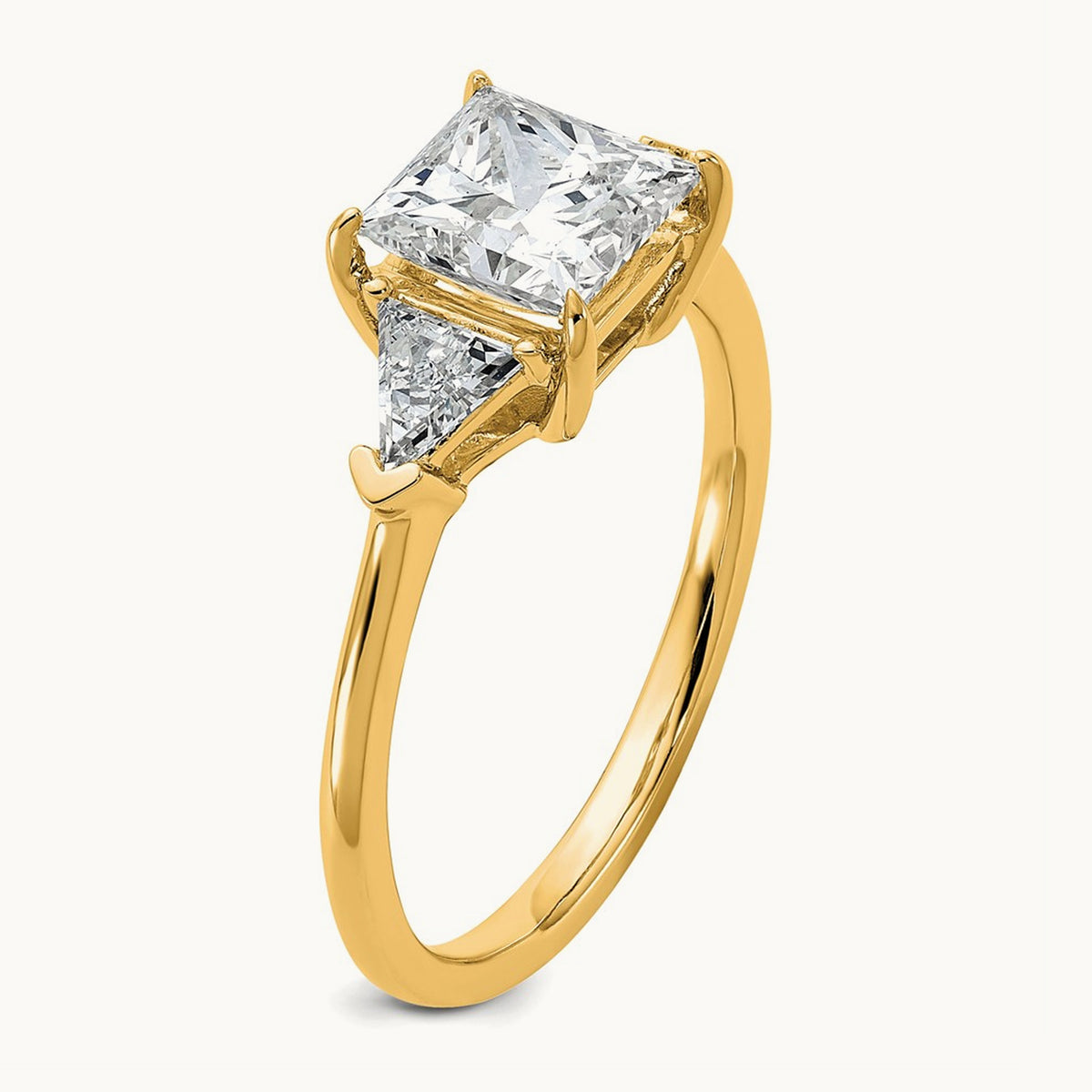 Princess/Trillion Engagement Ring, 1.50-4.00 ct tw Lab-Grown Diamond — 2 ct, 14K Yellow Gold