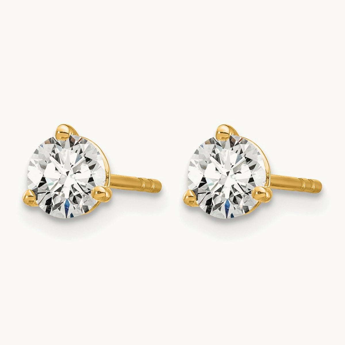 Round Stud Earrings, 0.10-6.00 ct tw Lab-Grown Diamond — 3/4 ct, 14K Yellow Gold
