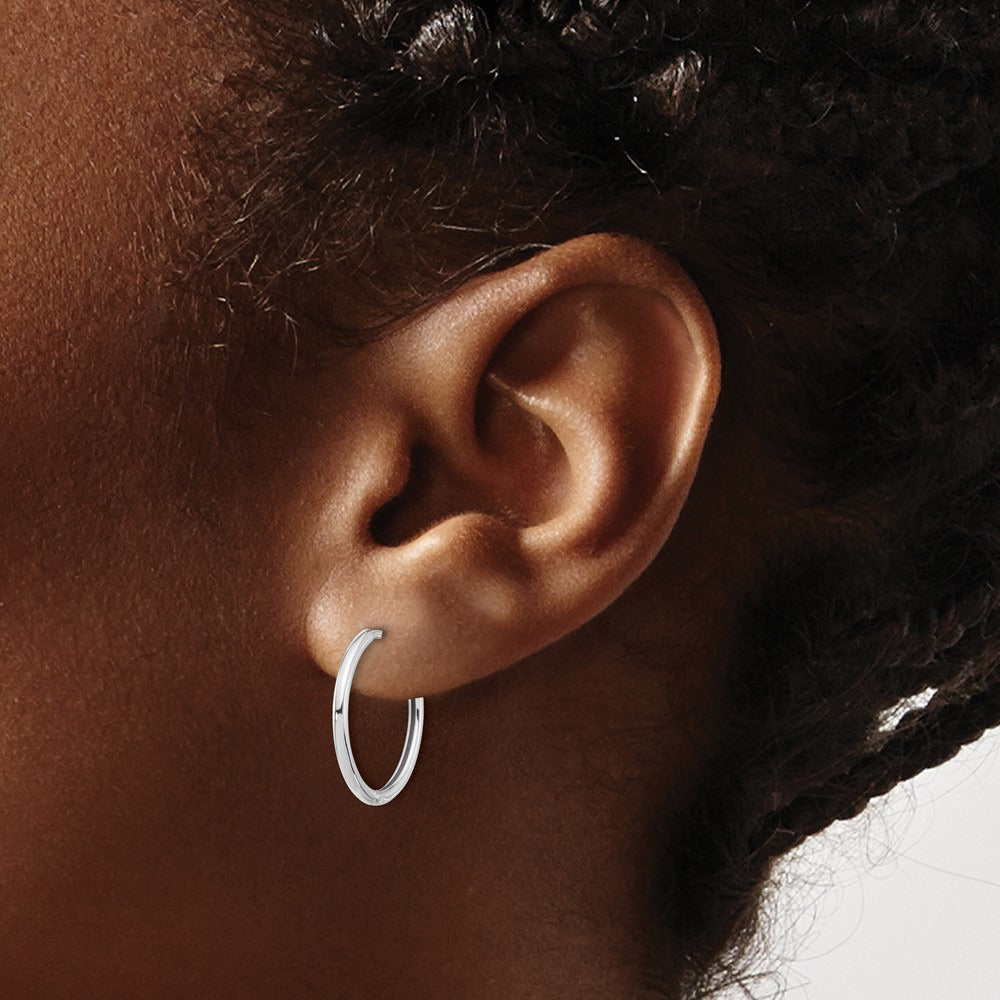 Polished Hinged Hoop Earrings — 14K White Gold