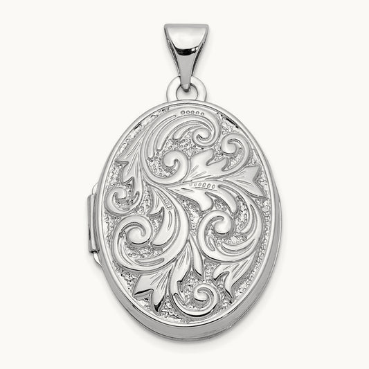 Polished Reversible Love You Always Oval Locket, 14K White Gold