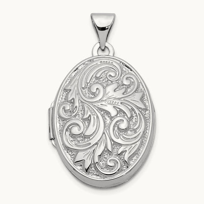 Polished Reversible Love You Always Oval Locket, 14K White Gold