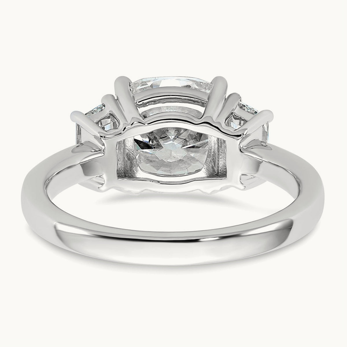 Cushion & 1/2 Moon Engagement Ring, 1.25-3.75 ct tw Lab-Grown Diamond — 3 1/8 ct, 14K White Gold