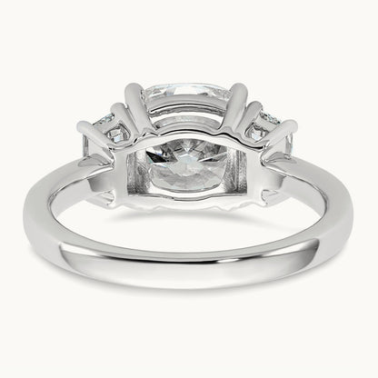 Cushion & 1/2 Moon Engagement Ring, 1.25-3.75 ct tw Lab-Grown Diamond — 3 1/8 ct, 14K White Gold