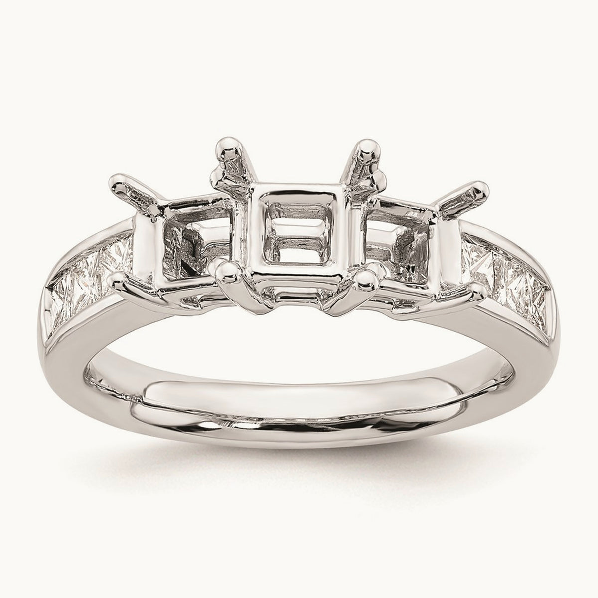 3-Stone Semi-Mount Engagement Ring, 0.10-0.25 ct tw — 2/5 ct, 14K White Gold
