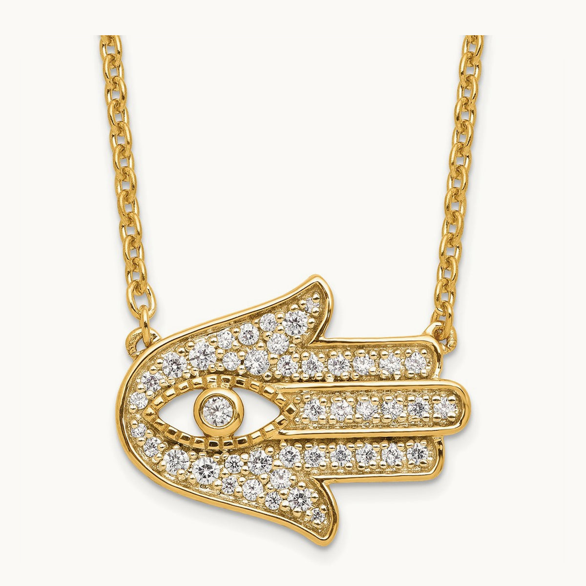 Hamsa Necklace, 0.25 ct tw Lab-Grown Diamond