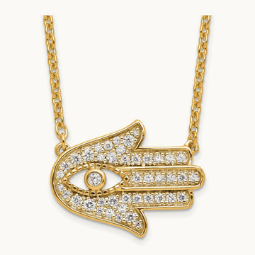 Hamsa Necklace, 0.25 ct tw Lab-Grown Diamond